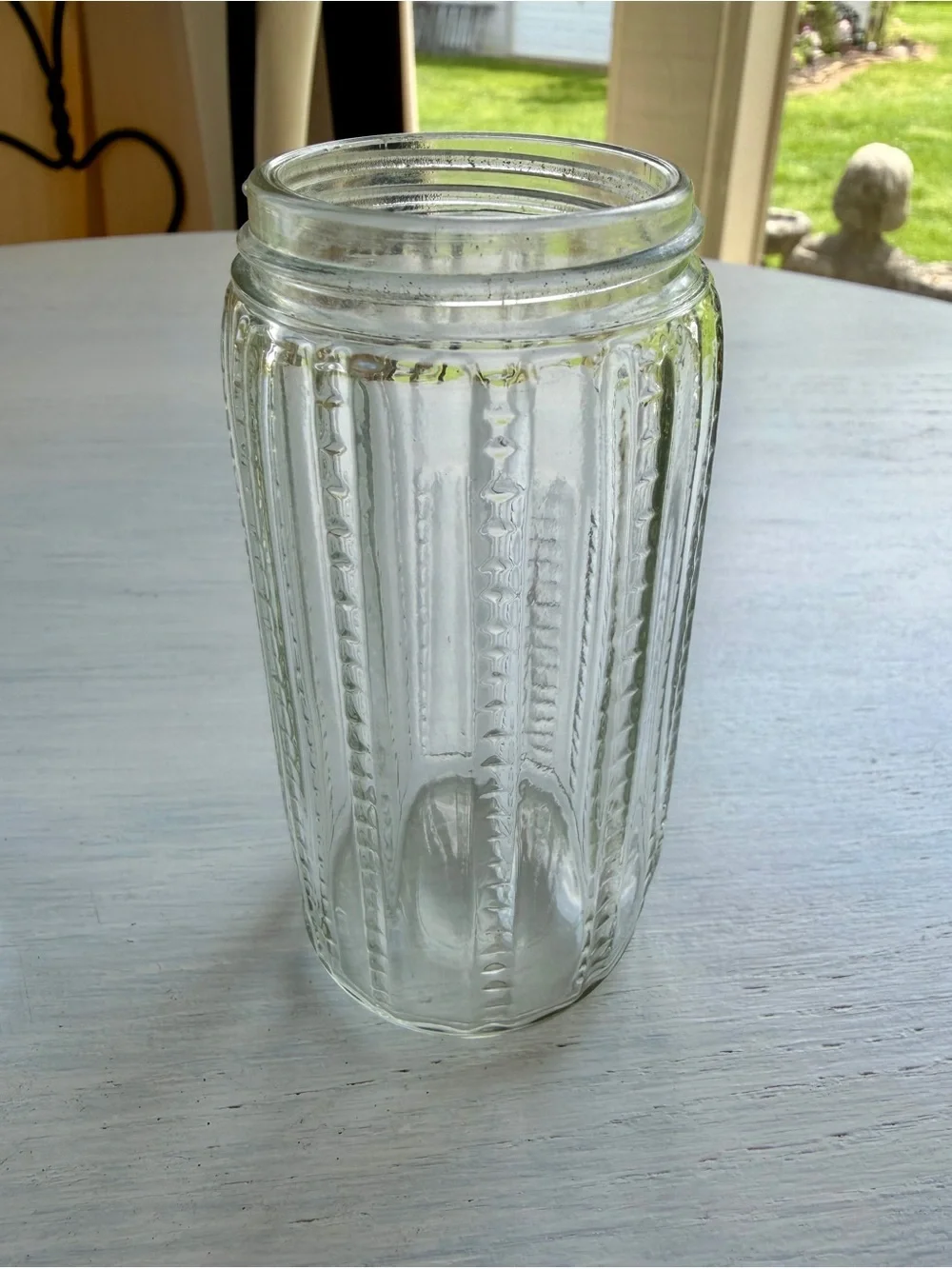 VINTAGE, SET/4, HOOSIER CABINET CLEAR GLASS SPICE JARS